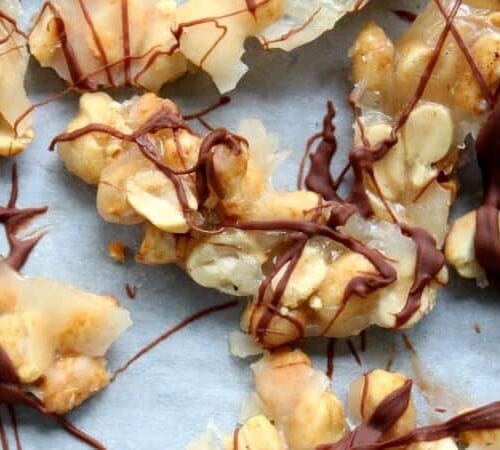 bourbon peanut brittle is delicate with just a hint of bourbon flavor. So easy to make, too! Restlesschipolte.com