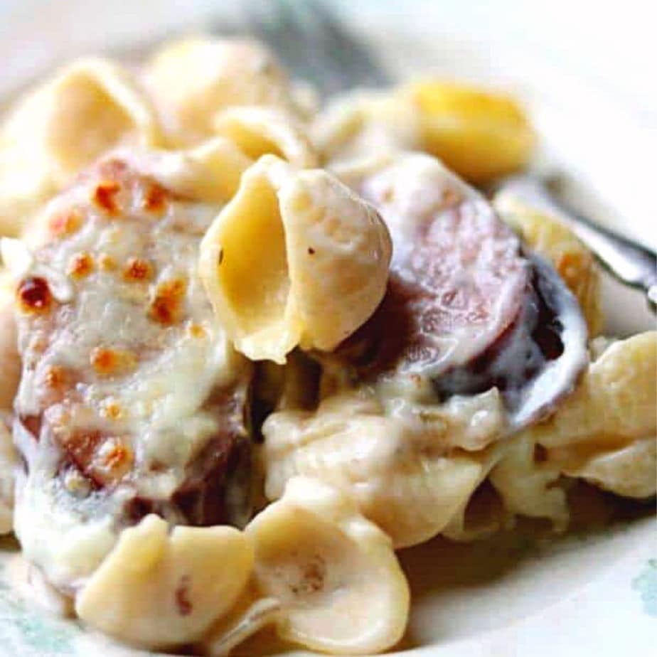 Sausage Alfredo Skillet Dinner 30 Minute Recipe Restless Chipotle   Sausage Alfredo Skillet Closeup Compressor 1 1 1 