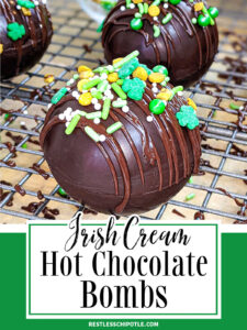 Irish cream hot cocoa bomb title image for webstories.