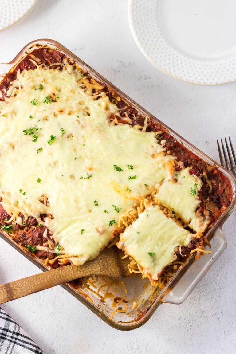 Million Dollar Spaghetti Casserole with Cream Cheese - Restless Chipotle