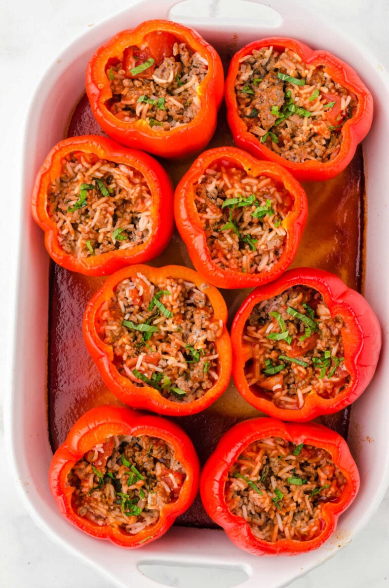 Old Fashioned Stuffed Bell Peppers with Rice and Beef - Restless Chipotle