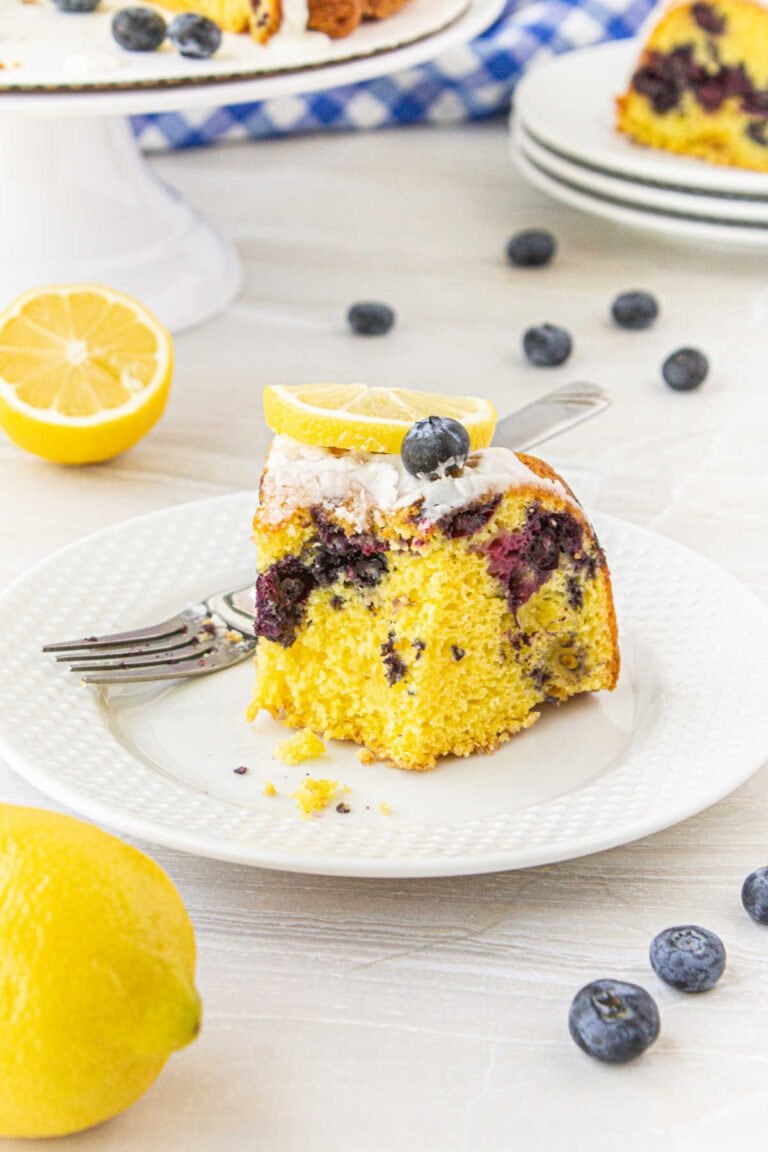 Blueberry Sour Cream Bundt Cake with Lemon Glaze - Restless Chipotle