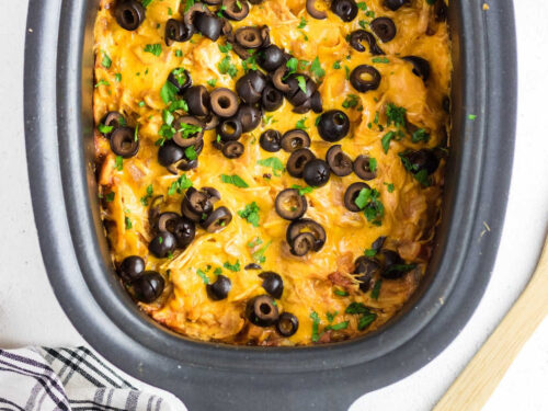 Slow Cooker Chicken Enchilada Casserole - The Magical Slow Cooker