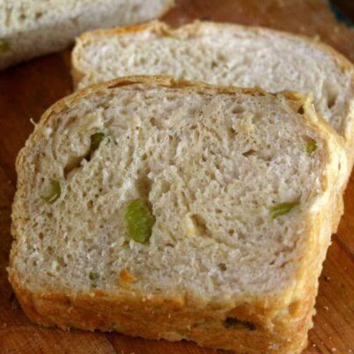 A slice of Hatch chile bread.