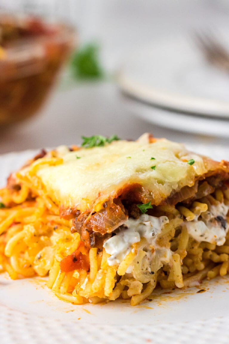 Million Dollar Spaghetti Casserole with Cream Cheese - Restless Chipotle