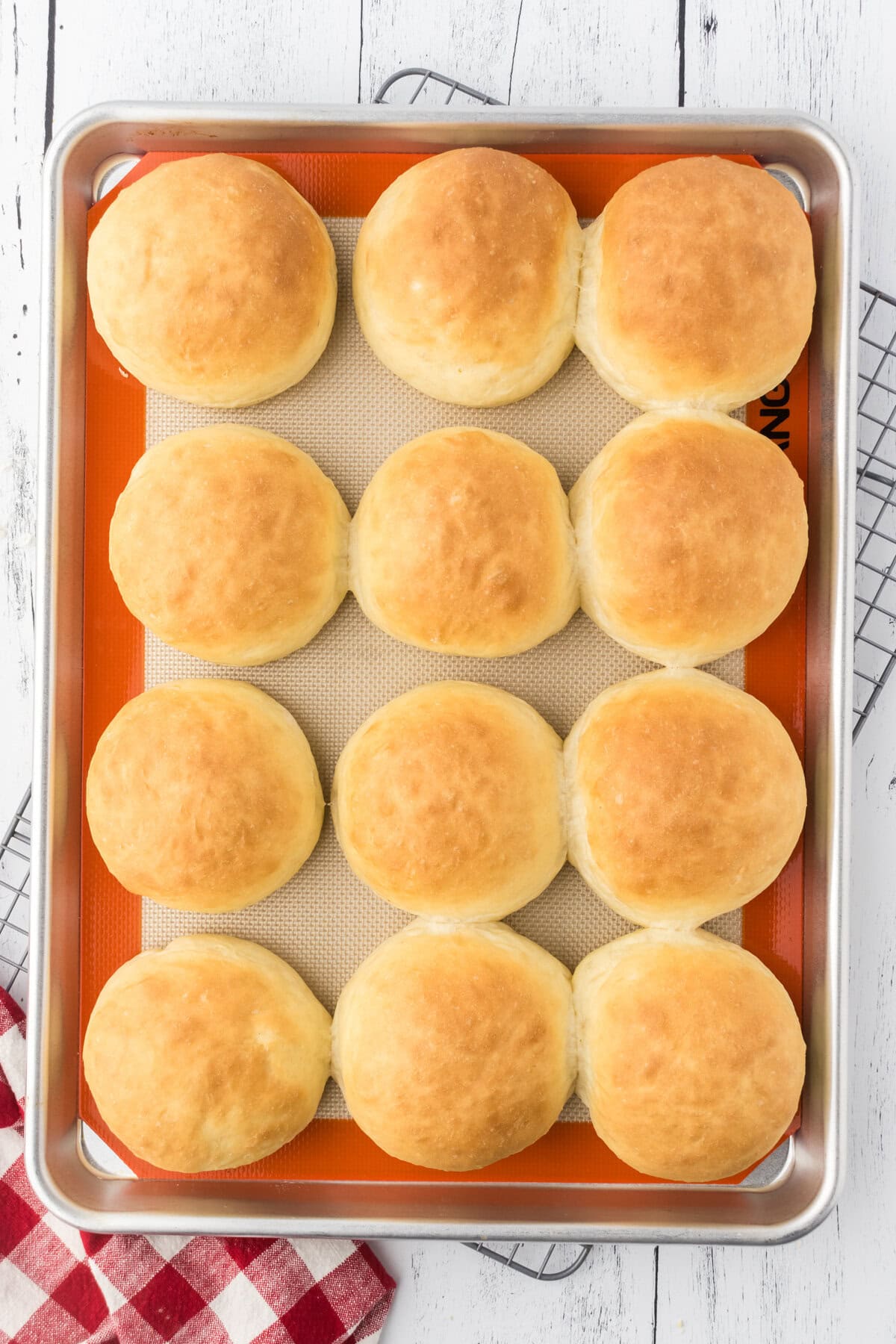 Buns are baked to a golden brown.