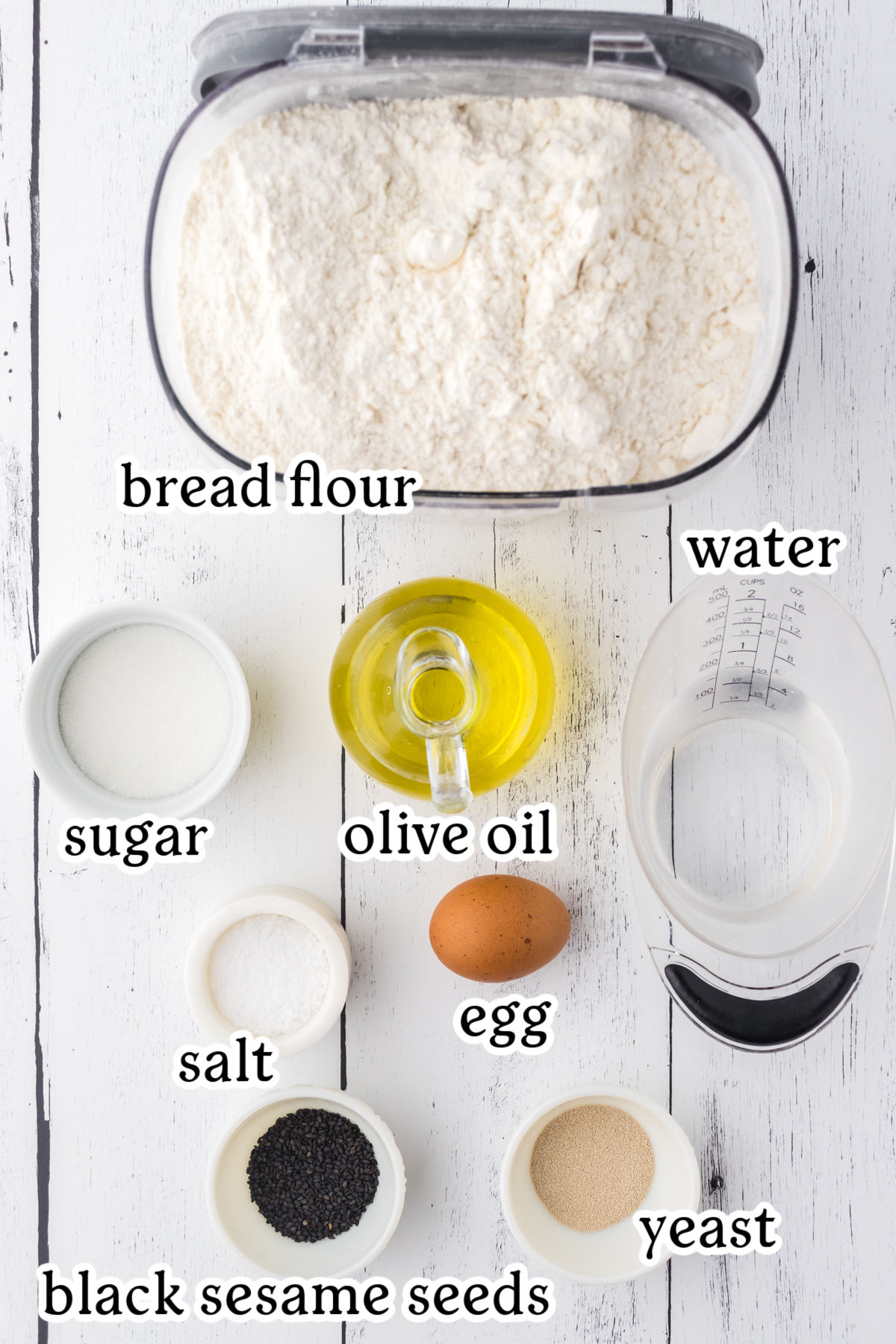 Labeled ingredients for Turkish bread.