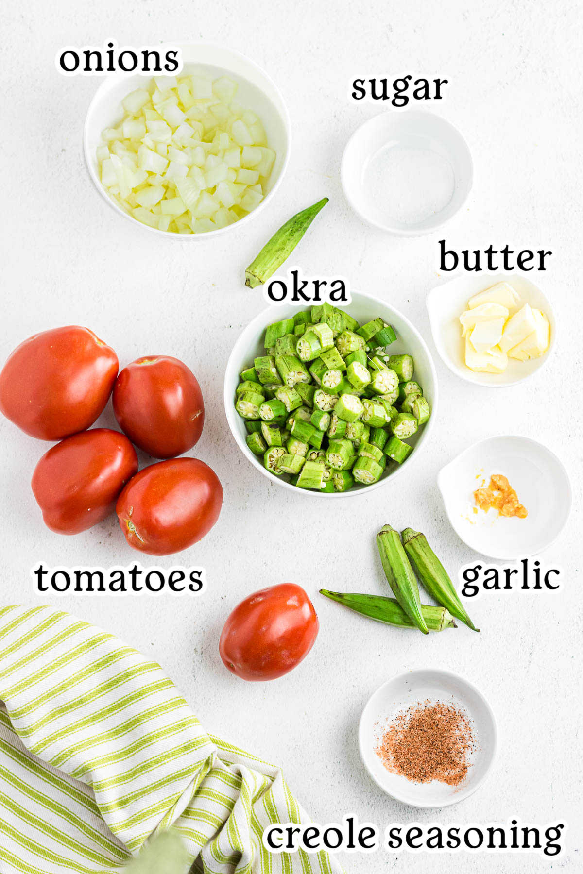 An overhead view of the recipe ingredients with text overlay.