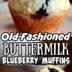 A collage of blueberry muffin images with title text overlay for Pinterest.