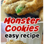 Collage of monster cookies for Pinterest with title text overlay.
