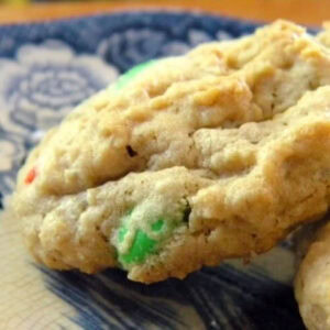 Close up of Monster Cookies for the featured image.