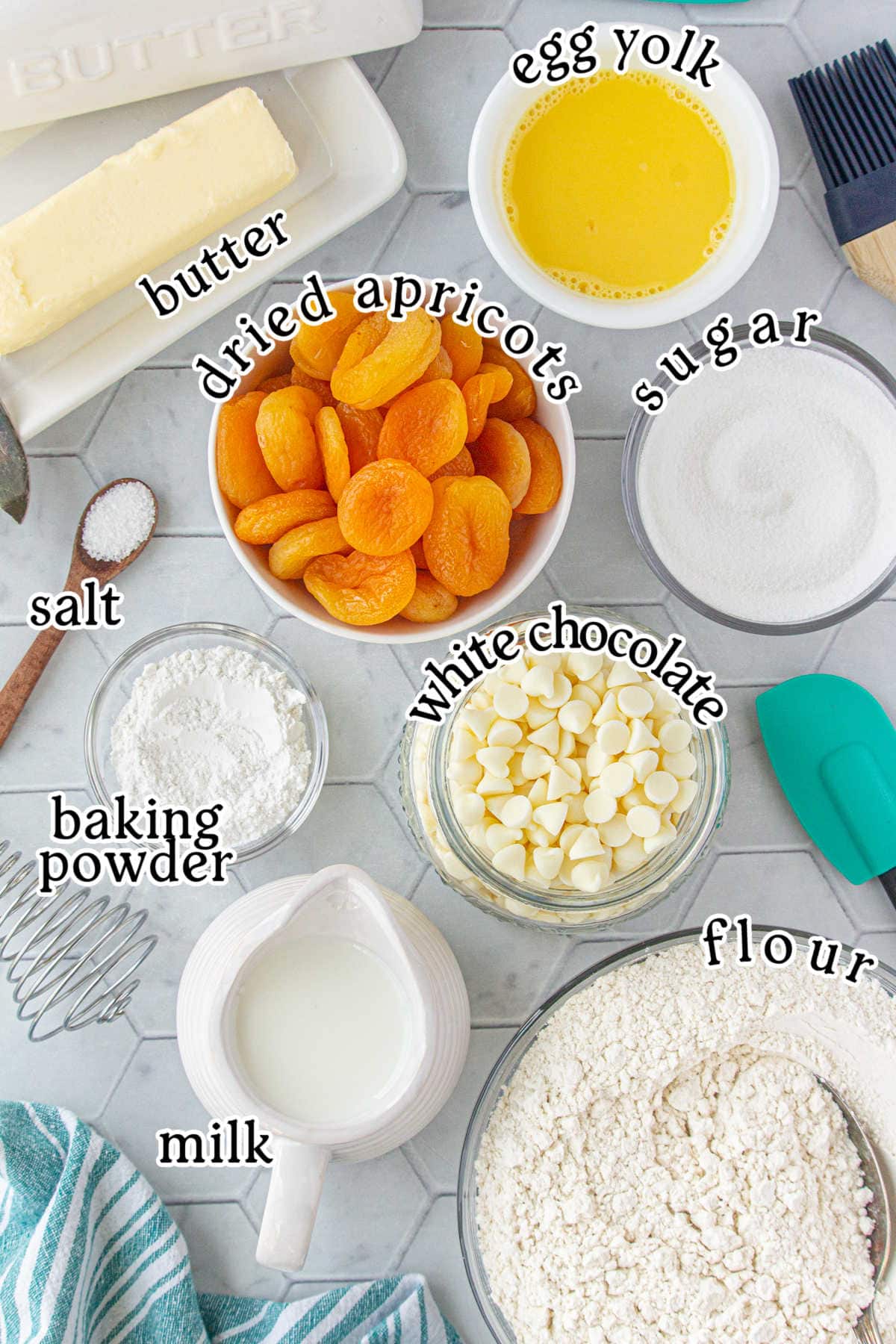 Recipe ingredients with text labels.