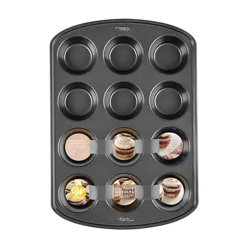 Wilton Perfect Results Premium Non-Stick Cupcake Pan, 12-Cup Muffin Tin, Steel Baking Supplies