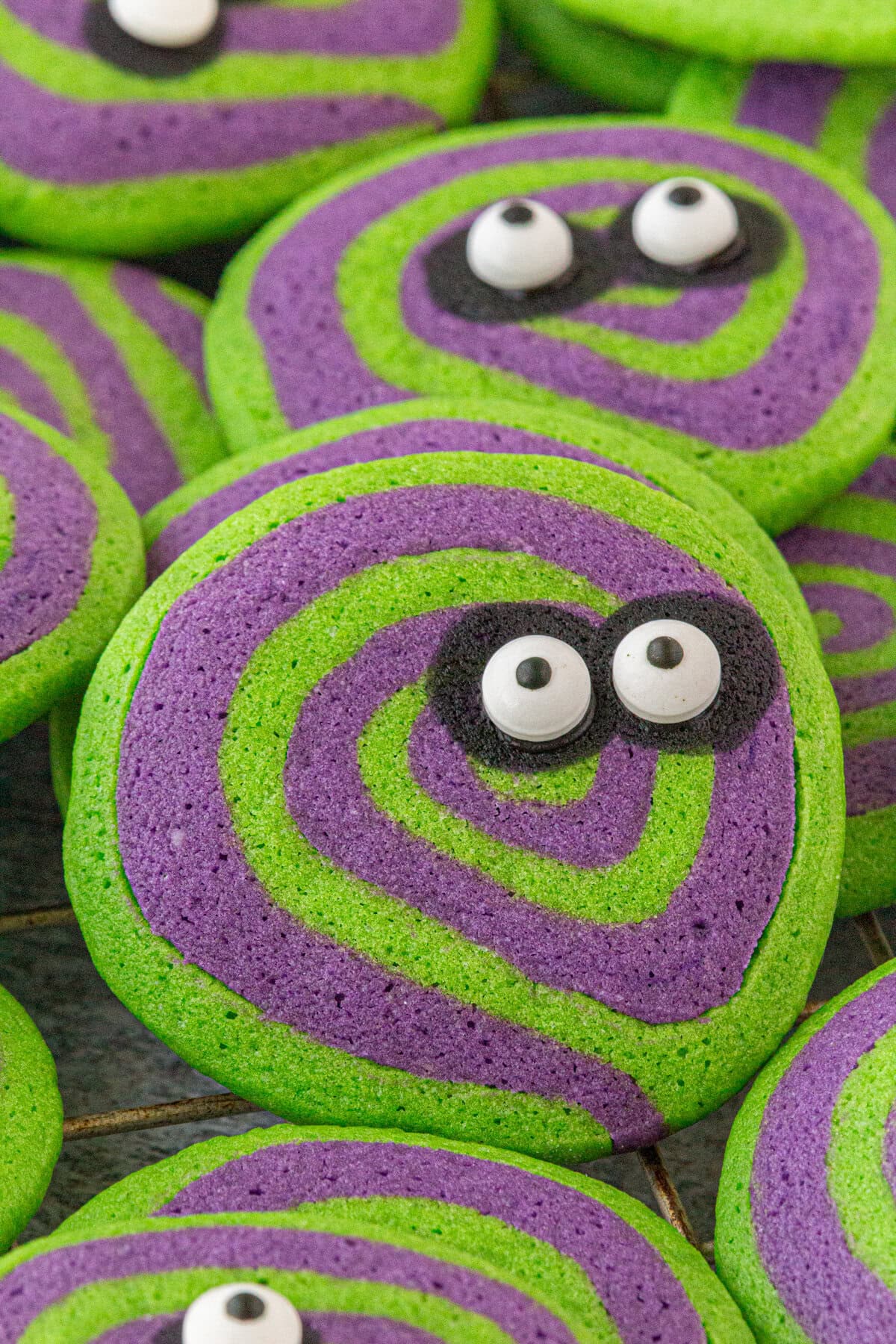 Beetlejuice Halloween Cookies piled on a tray.