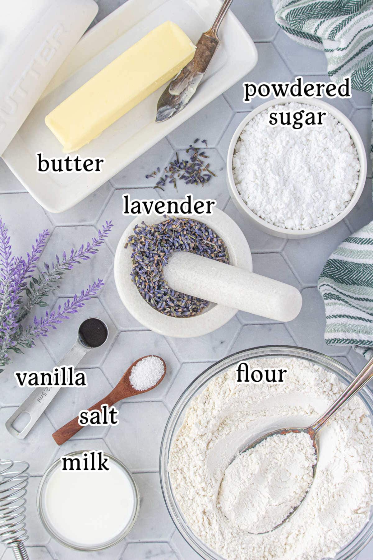 The recipe ingredients laid out with text labels.