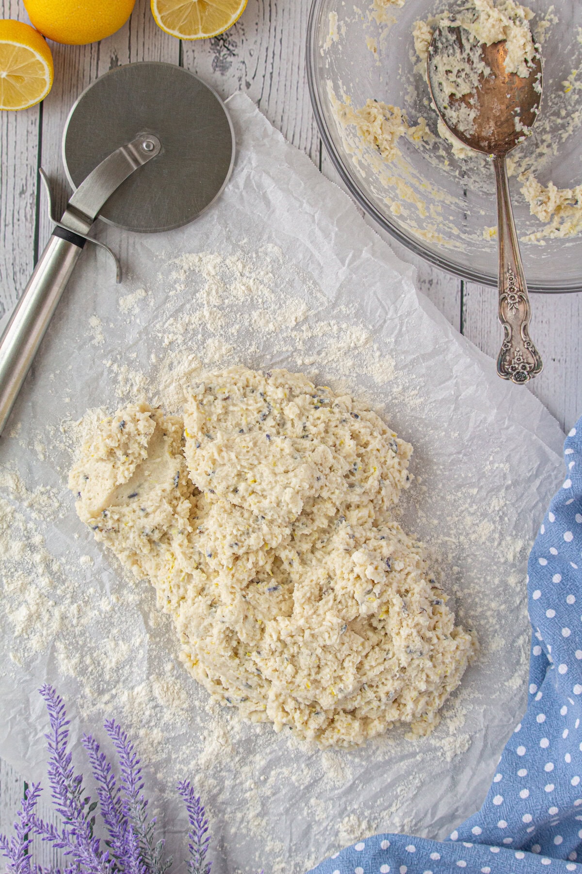 The ingredients combined into a rough dough.