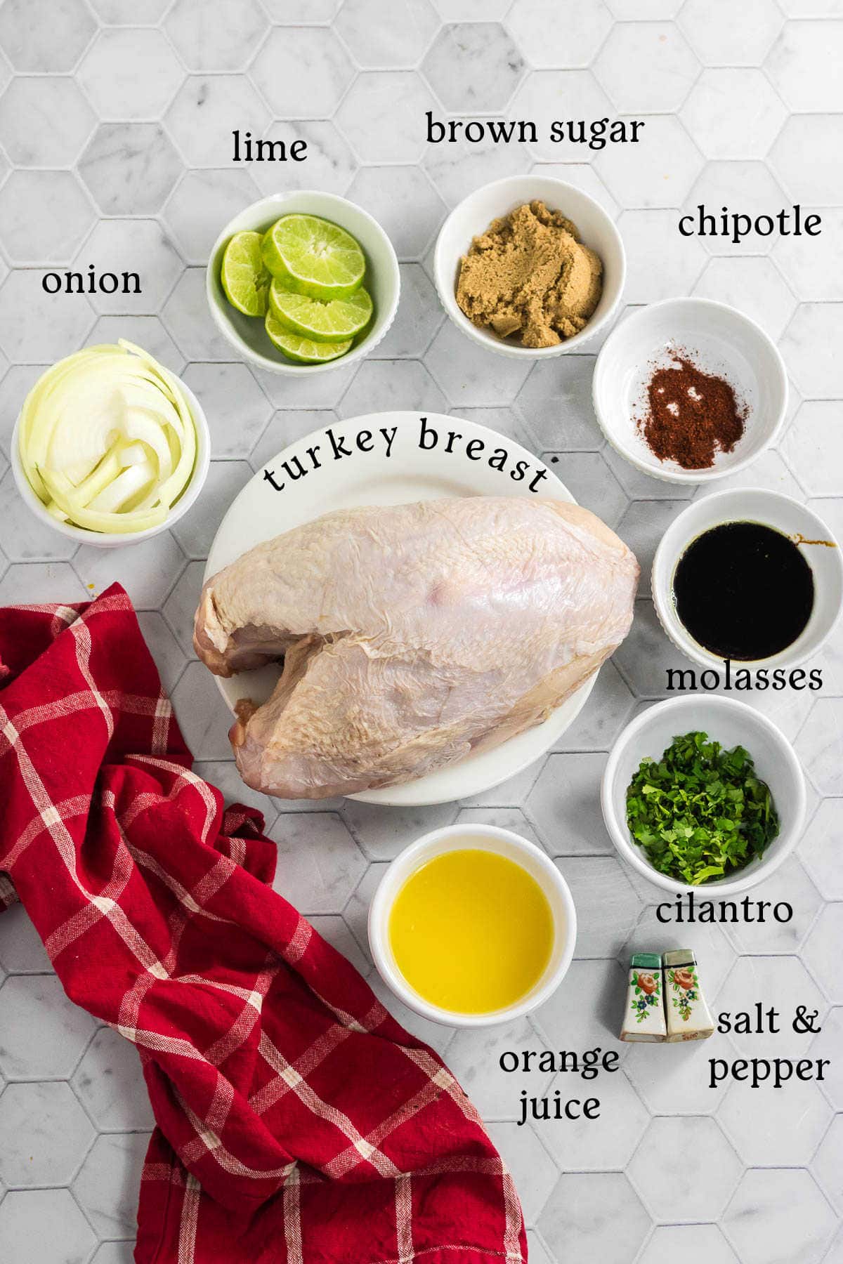 The recipe ingredients laid out with text labeling each.