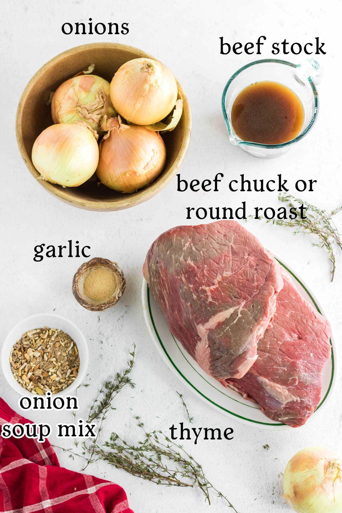 The recipe ingredients with text label overlays.