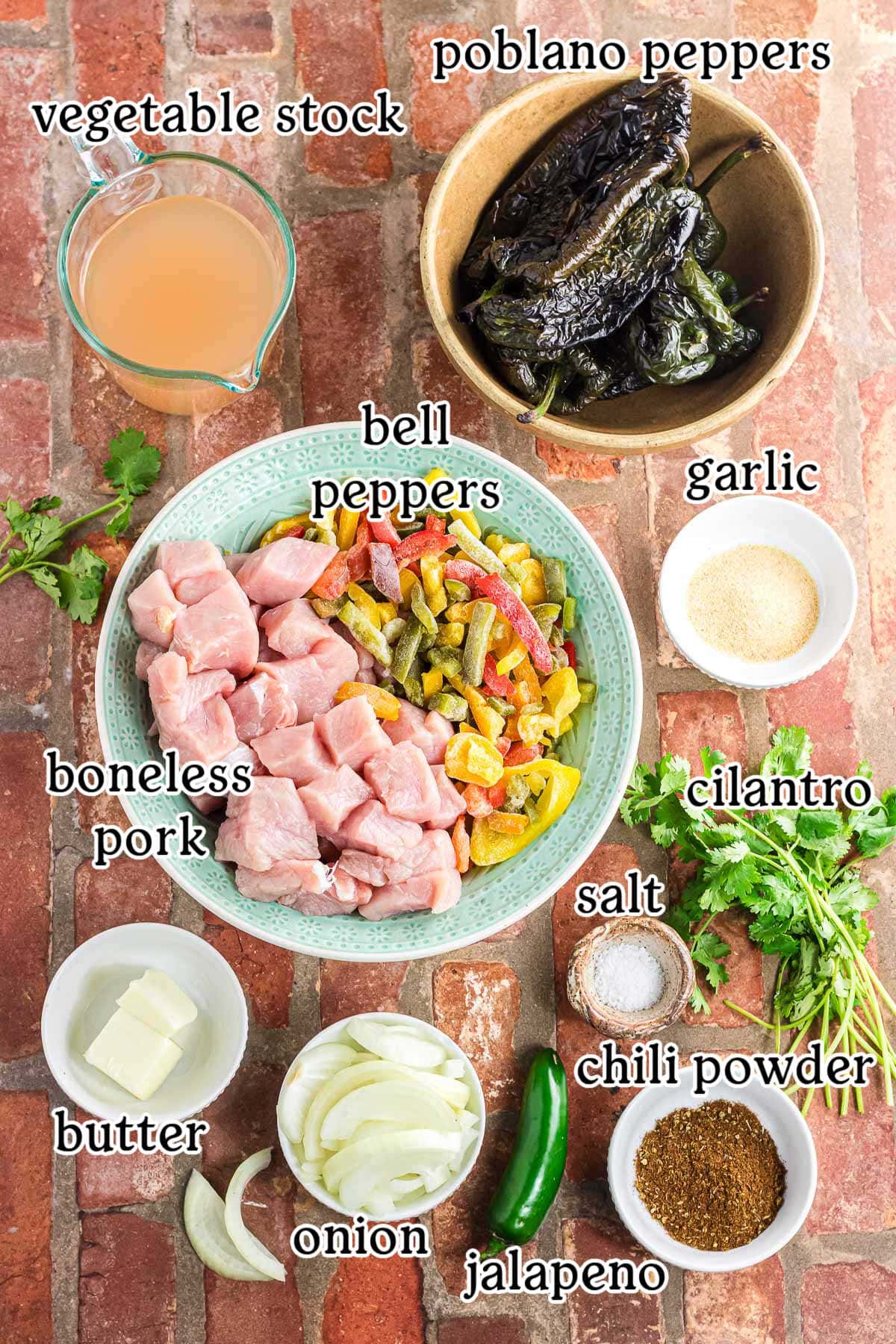 The recipe ingredients laid out with text labels.