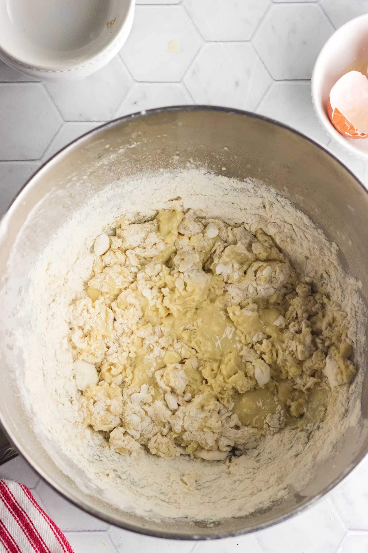 Dough after 1 cup of flour has been mixed in.