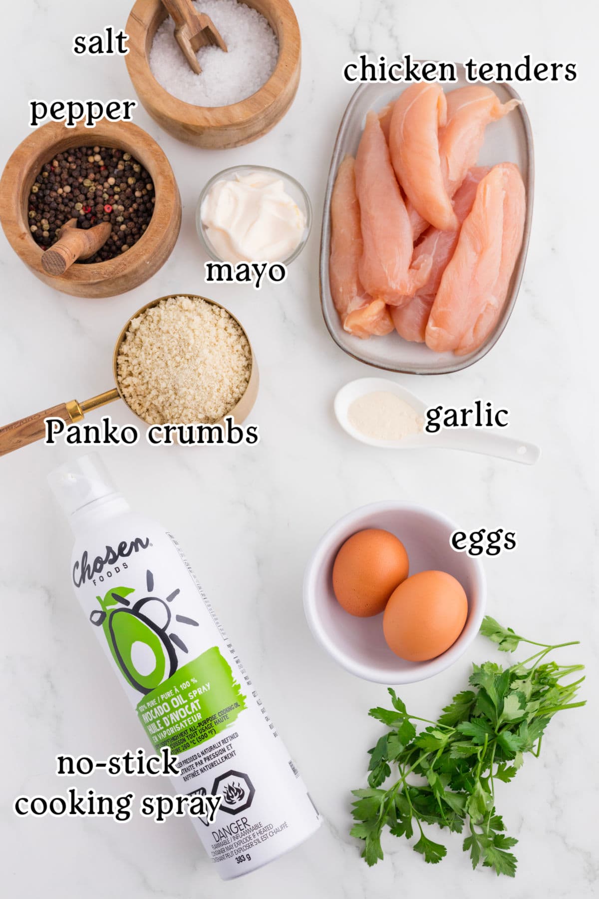 Labeled ingredients for this recipe.