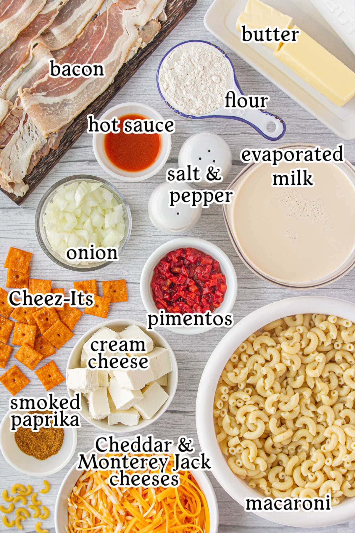 The recipe ingredients labeled with text overlay.