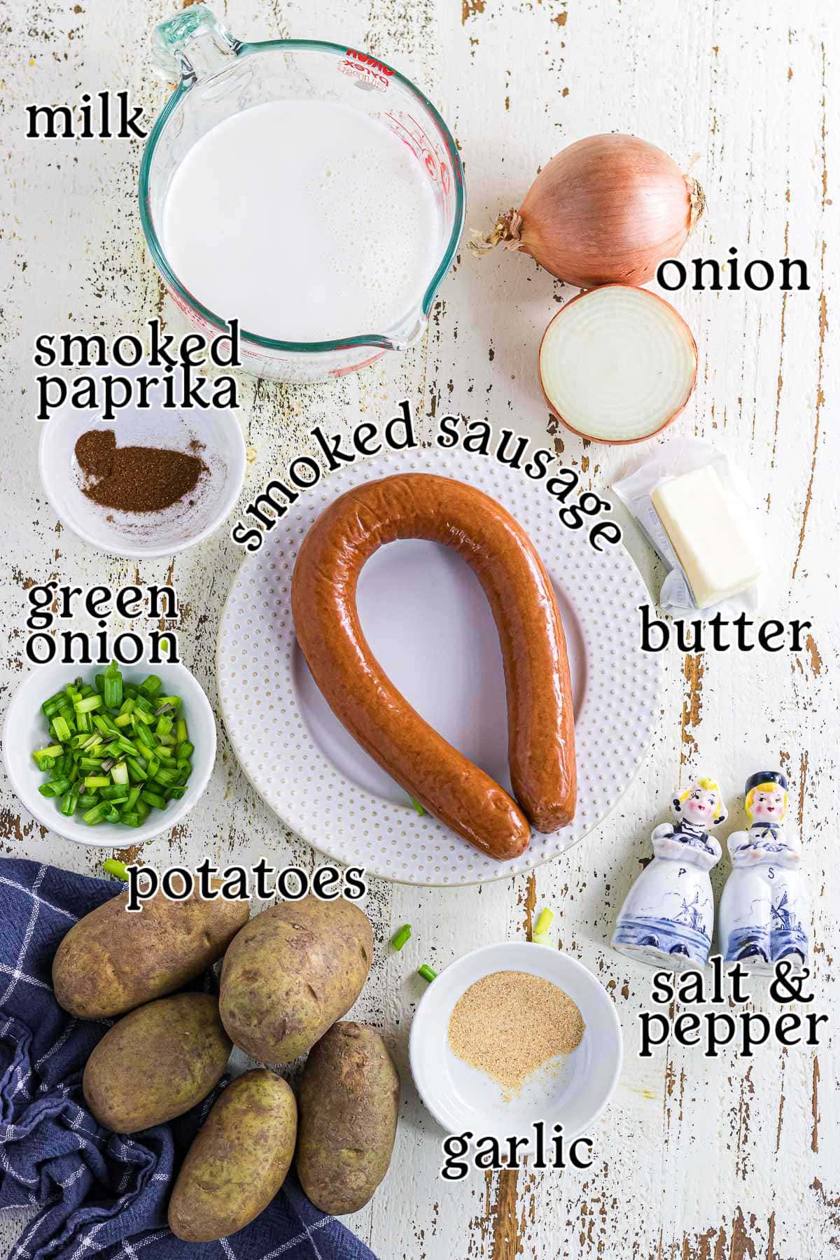 The recipe ingredients laid out with text labels.