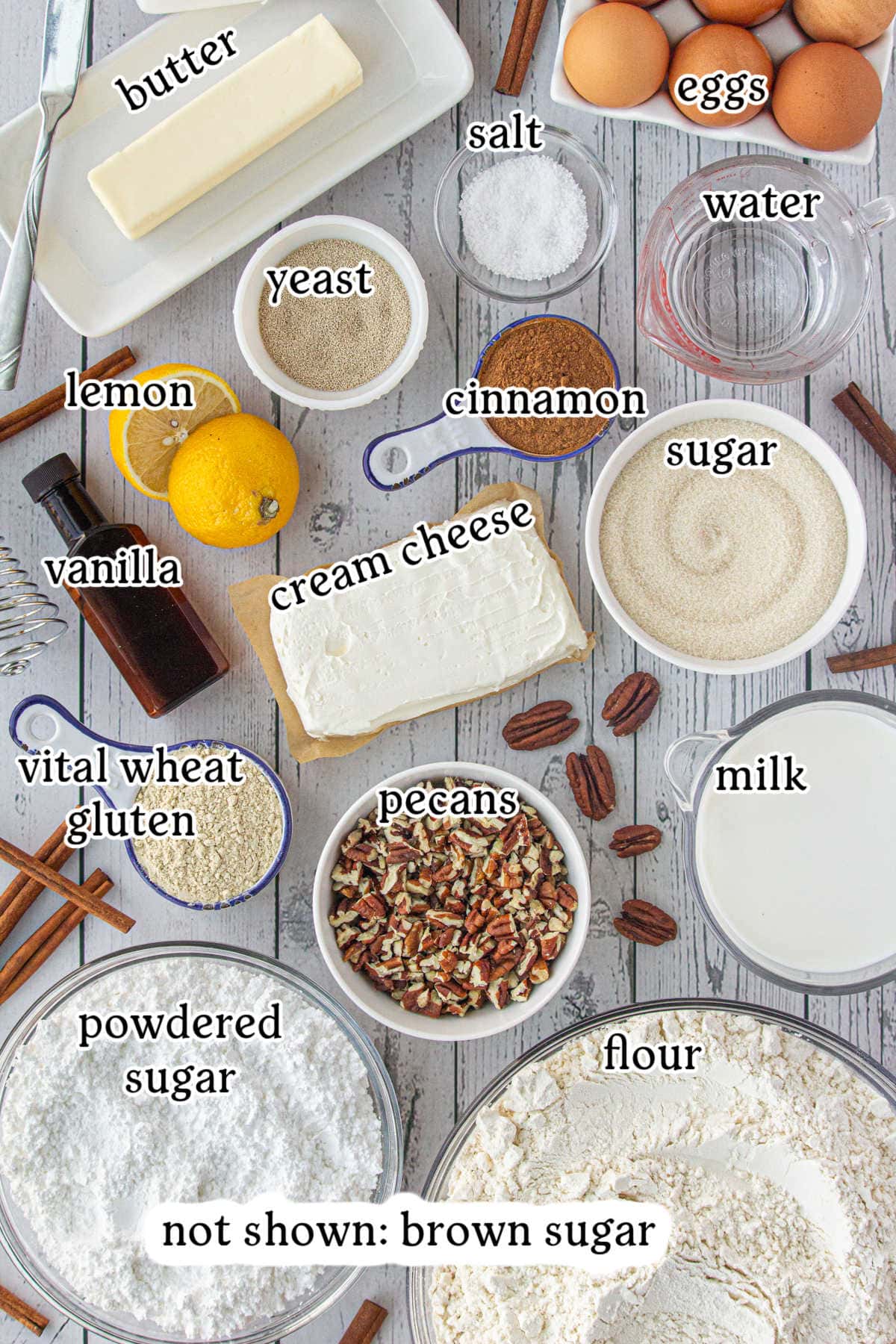 Ingredients for Texas Cinnamon Rolls.