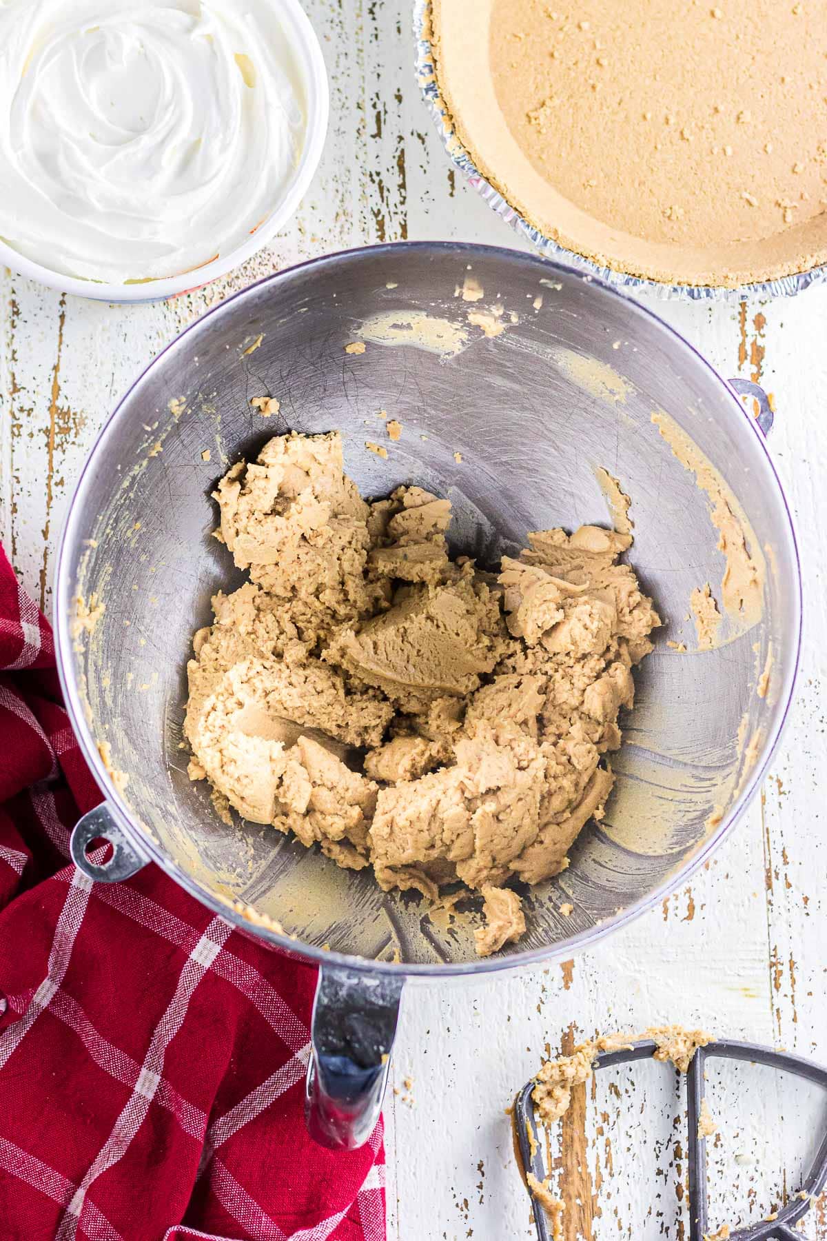 The peanut butter, sugars, and cream cheese beaten together.