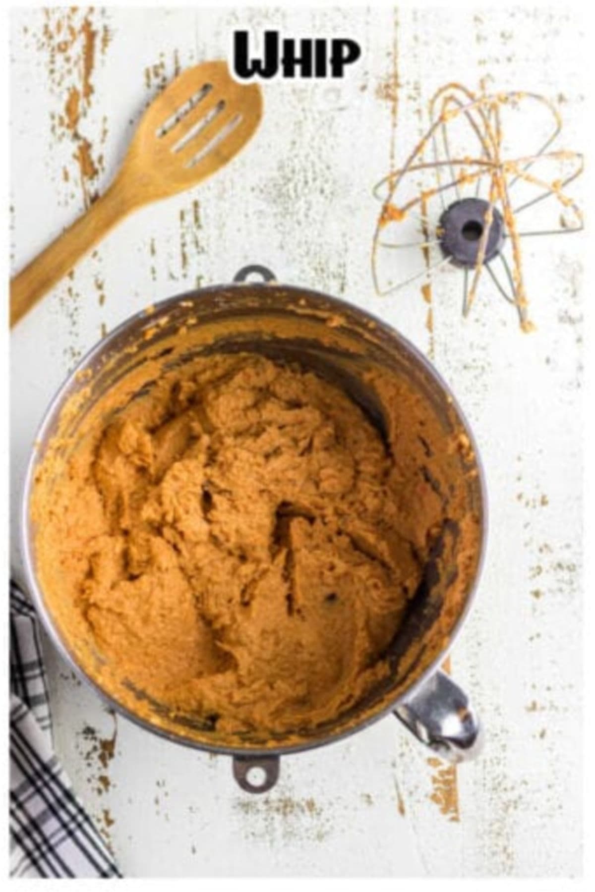 Finished whipped sweet potatoes in a bowl.