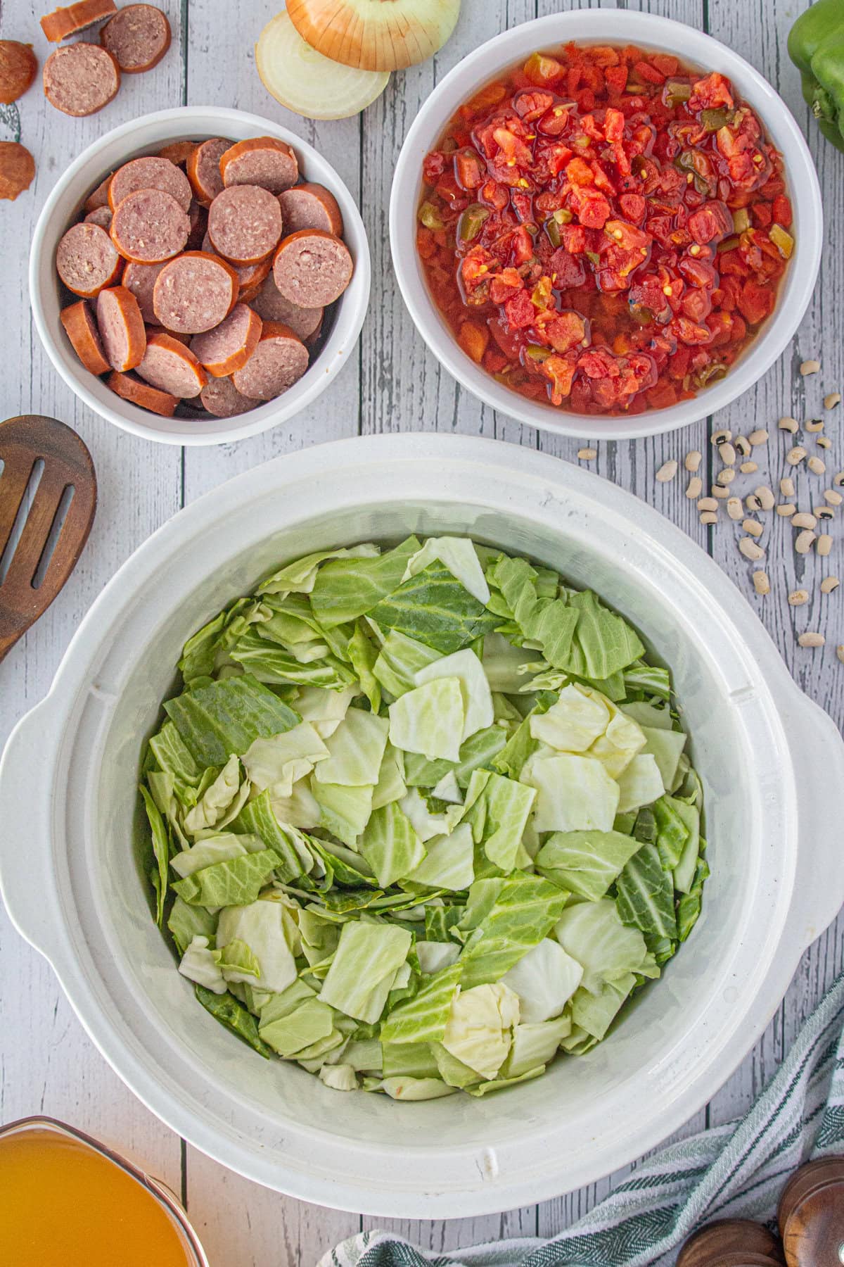 The cabbage in the slow cooker.