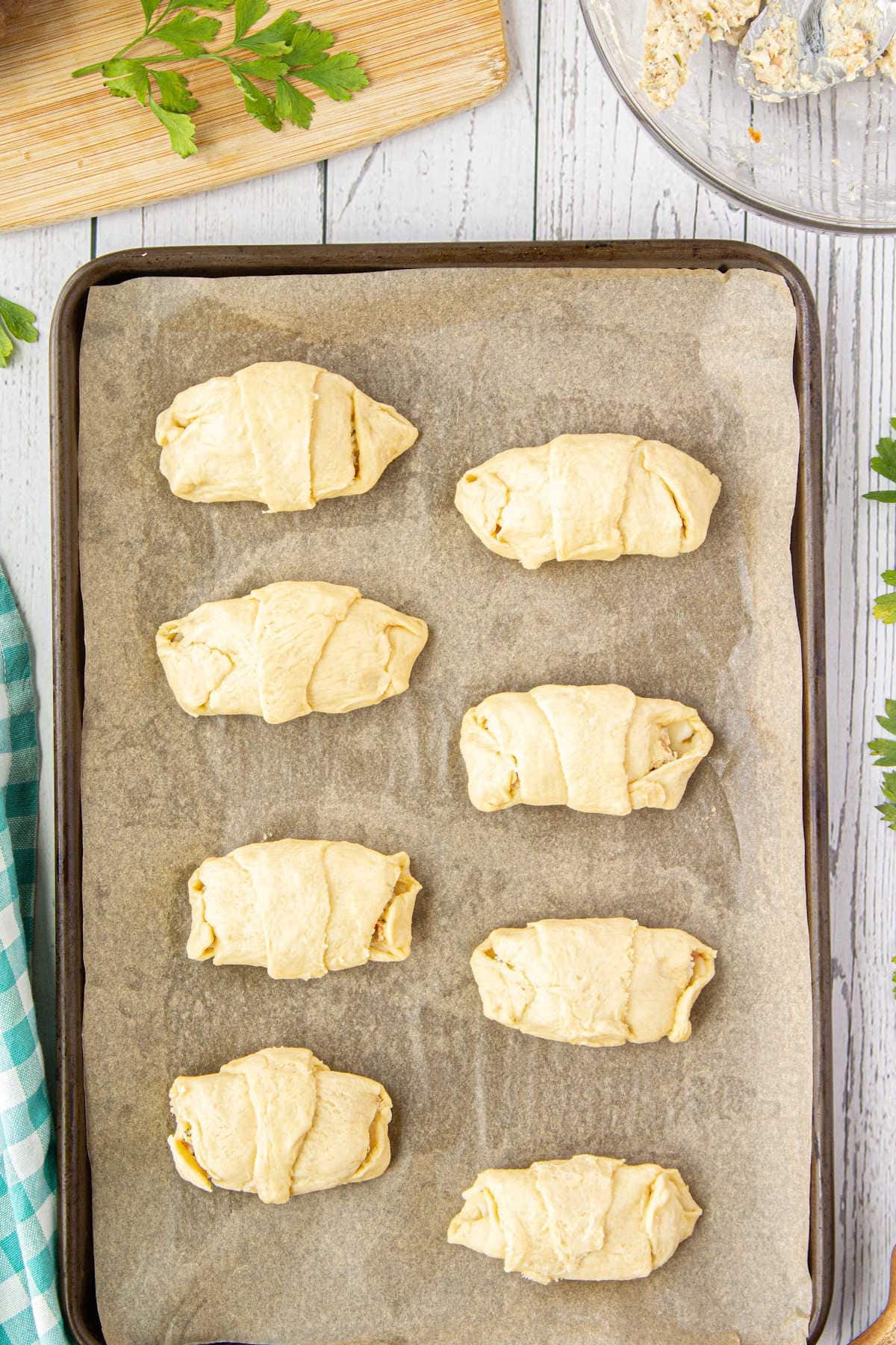 Rolled up crescent rolls.