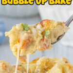 Chile chicken bubble up being served with a title text overaly for Pinterest.