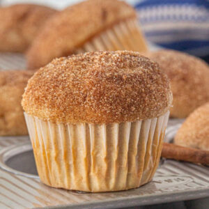 French breakfast puffs muffins with cinnamon sugar topping.