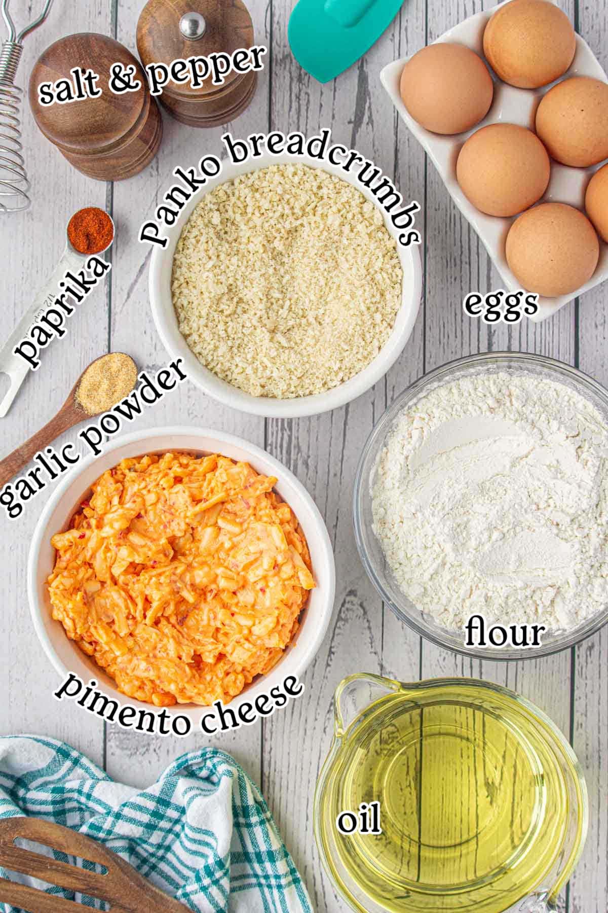 An overhead view of the recipe ingredients with text overlay.